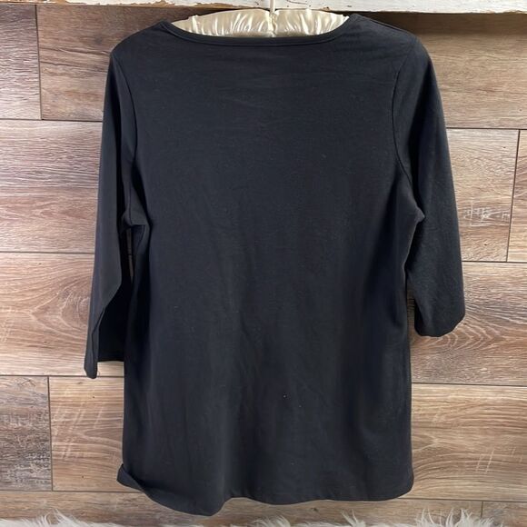 CORAL BAY Ladies Vneck Rhinestone Embellishment Blouse Top, Missy Small, Black - Picture 6 of 6